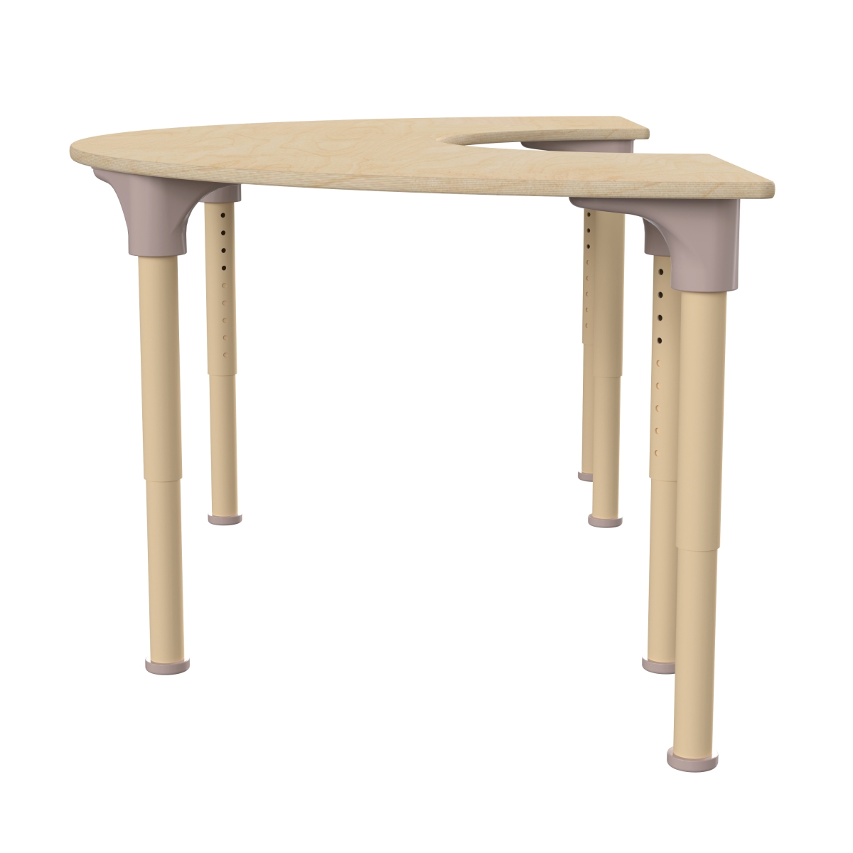 Picture of Flash Furniture MK-ME088019-GG 59 in. Bright Beginnings Commercial Grade Wooden Half Circle Adjustable Height Classroom Activity Table - Metal Legs Adjust From 15-23 in., Beech
