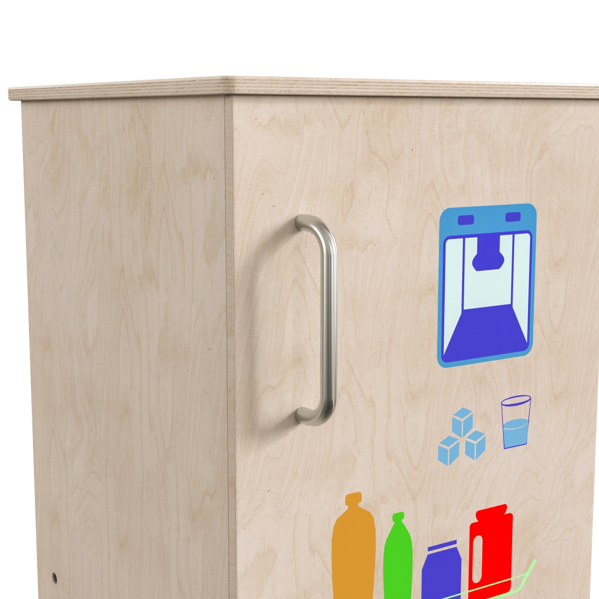 Picture of Flash Furniture MK-ME03508-GG Bright Beginnings Commercial Grade Green Guard Certified Wooden Childrens Kitchen Refrigerator with Integrated Storage, Beech