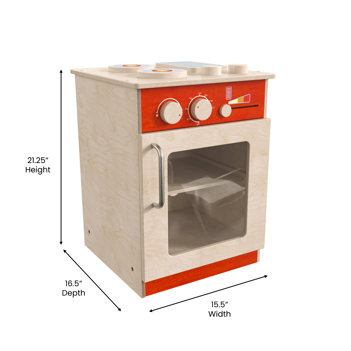 Picture of Flash Furniture MK-ME03522-GG Bright Beginnings Commercial Grade Wooden Childrens Kitchen Stove with Integrated Storage, Beech