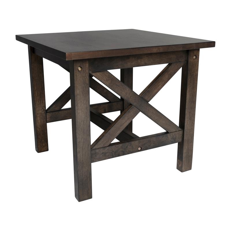 LFS-4002-DKGRY-GG Jasper Farmhouse Style Solid Wood End Table with Traditional X-Frame Design in Dark Gray