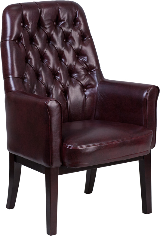 Bt-444-sd-by-gg High Back Traditional Tufted Burgundy Leather Side Reception Chair