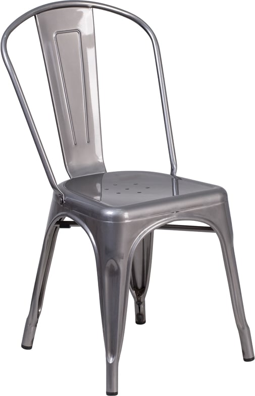 XU-DG-TP001-GG Clear Coated Metal Indoor Stackable Chair