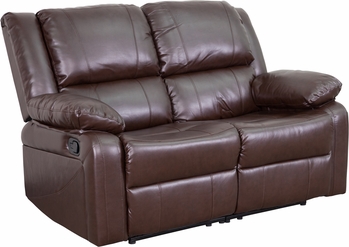 BT-70597-LS-BN-GG Harmony Series Brown Leather Loveseat with Two Built-In Recliners