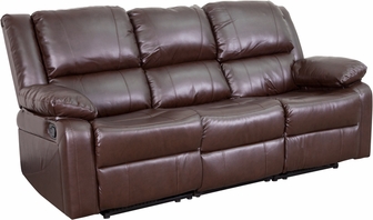 BT-70597-SOF-BN-GG Harmony Series Brown Leather Sofa with Two Built-In Recliners