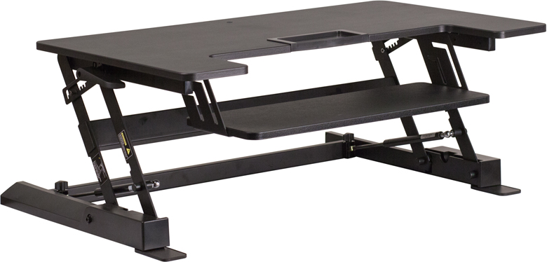Je-jn-ld02-a1-b-gg 16.5 X 36.25 X 33 In. Hercules Series Sit & Stand Height Adjustable Desk With Height Lock Feature & Keyboard Tray, Black