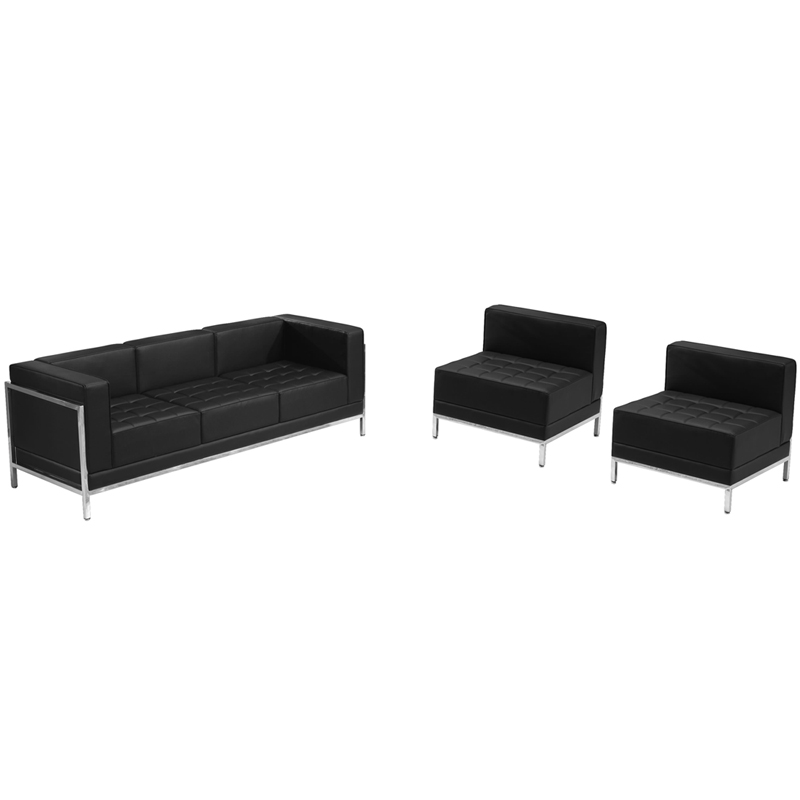 Zb-imag-set13-gg Hercules Imagination Series Black Leather Sofa & Chair Set
