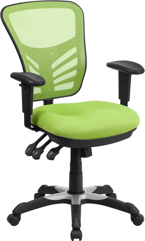 HL-0001-GN-GG Mid-Back Green Mesh Multifunction Executive Swivel Chair with Adjustable Arms