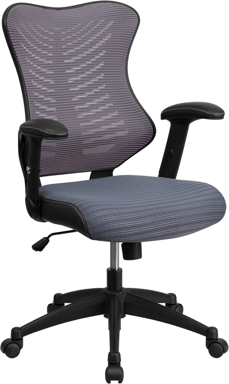 Bl-zp-806-gy-gg High Back Designer Gray Mesh Executive Swivel Chair With Adjustable Arms