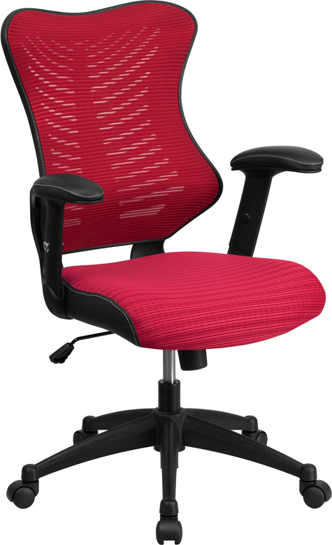 Bl-zp-806-by-gg High Back Designer Burgundy Mesh Executive Swivel Chair With Adjustable Arms