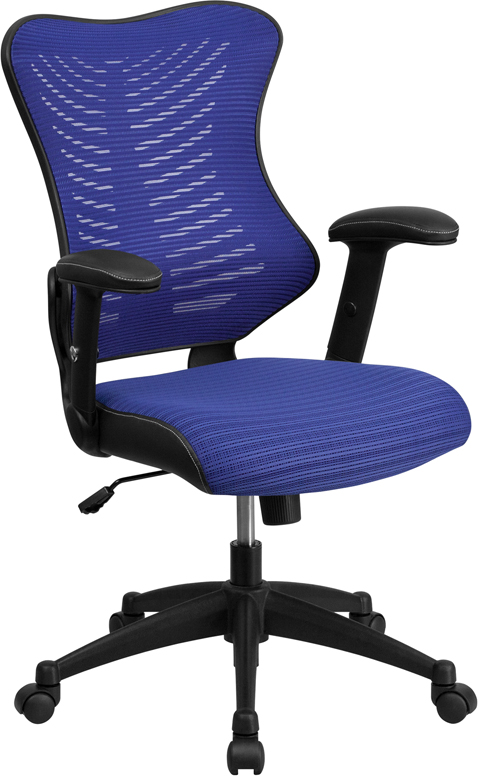Bl-zp-806-bl-gg High Back Designer Blue Mesh Executive Swivel Chair With Adjustable Arms