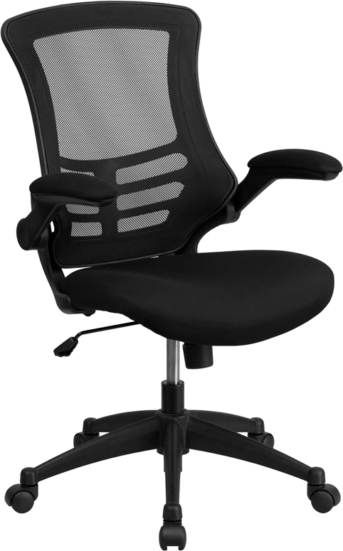 Bl-x-5m-bk-gg Mid-back Black Mesh Swivel Task Chair With Flip-up Arms