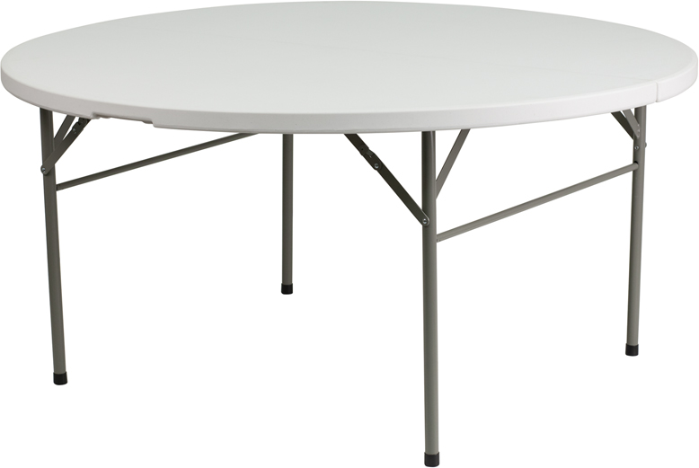 Dad-154z-gg 60 In. Round Bi-fold Granite White Plastic Folding Table
