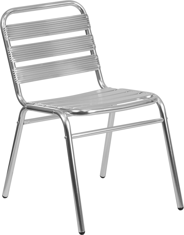 TLH-015-GG Commercial Aluminum Indoor & Outdoor Restaurant Stack Chair with Triple Slat Back