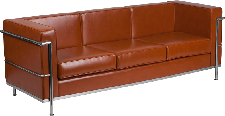 Zb-regal-810-3-sofa-cog-gg Hercules Regal Series Contemporary Cognac Leather Sofa With Encasing Frame