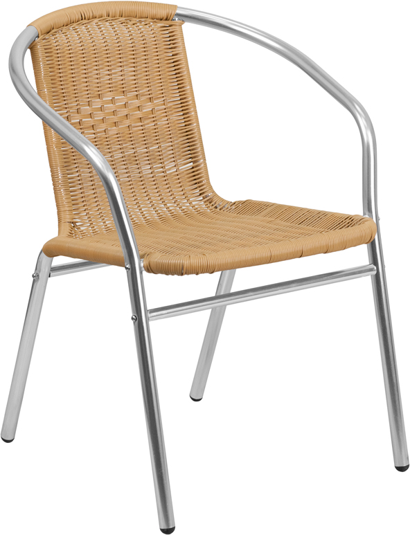 Tlh-020-bge-gg Commercial Aluminum & Beige Rattan Indoor & Outdoor Restaurant Stack Chair