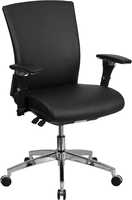 Go-wy-85-7-gg Hercules Series 24 By 7 Intensive Use 300 Lbs Rated Black Leather Multifunction Executive Swivel Chair With Seat Slider