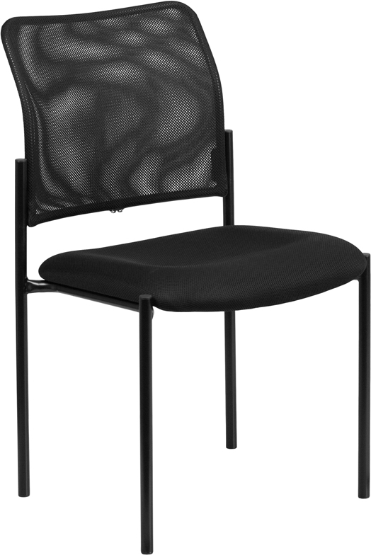 GO-515-2-GG Comfort Black Mesh Stackable Steel Side Chair
