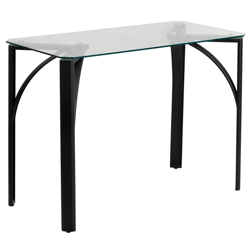 Nan-ylcd1214-gg Contemporary Desk With Clear Tempered Glass Top