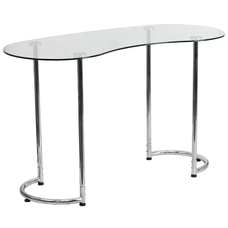 Nan-ylcd1235-gg Contemporary Desk With Clear Tempered Glass