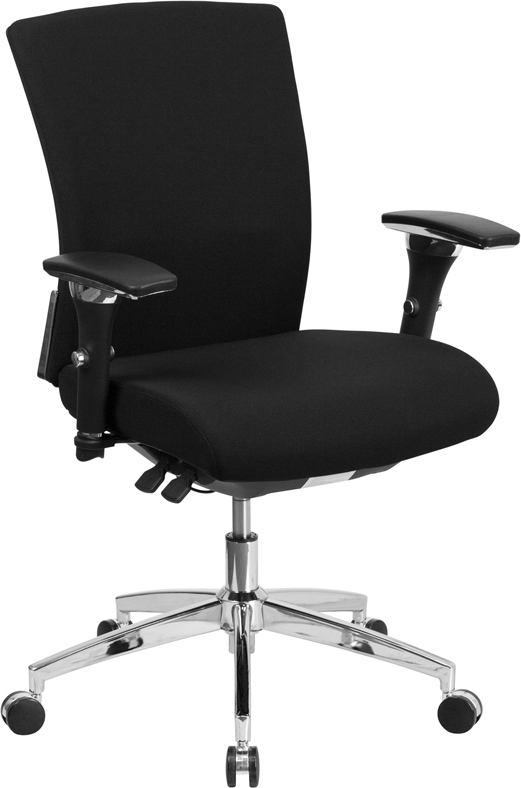 Go-wy-85-6-gg Hercules Series 24 By 7 Intensive Use 300 Lbs Rated Black Fabric Multifunction Executive Swivel Chair With Seat Slider