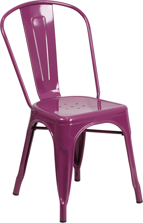 ET-3534-PUR-GG Purple Metal Indoor & Outdoor Stackable Chair