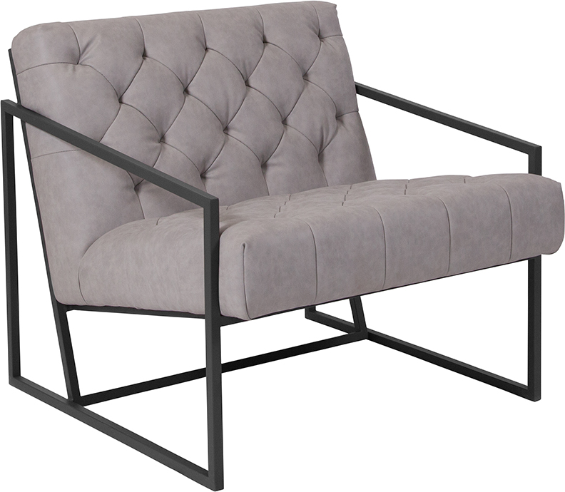 ZB-8522-WH-GG Madison Series Retro White Leather Tufted Lounge Chair