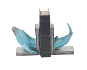 59136 Polystone Dolphin Bookend Pair Statue - 6 X 8 In.