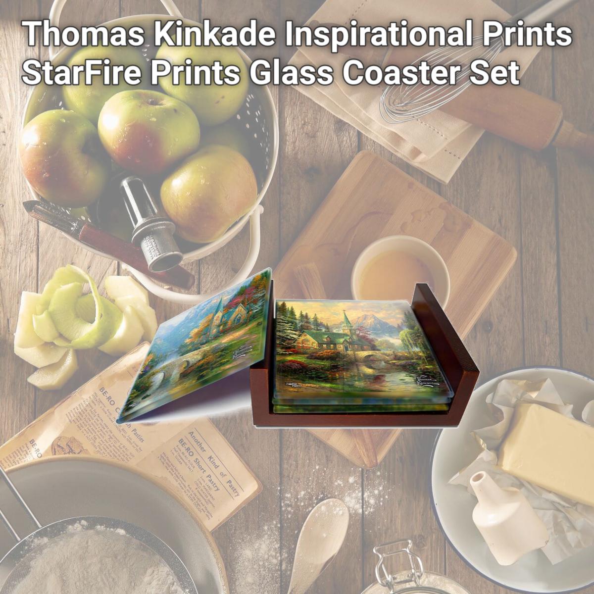 Picture of Trend Setters SPCSTR890 Thomas Kinkade Inspirational Prints StarFire Prints Glass Coaster Set