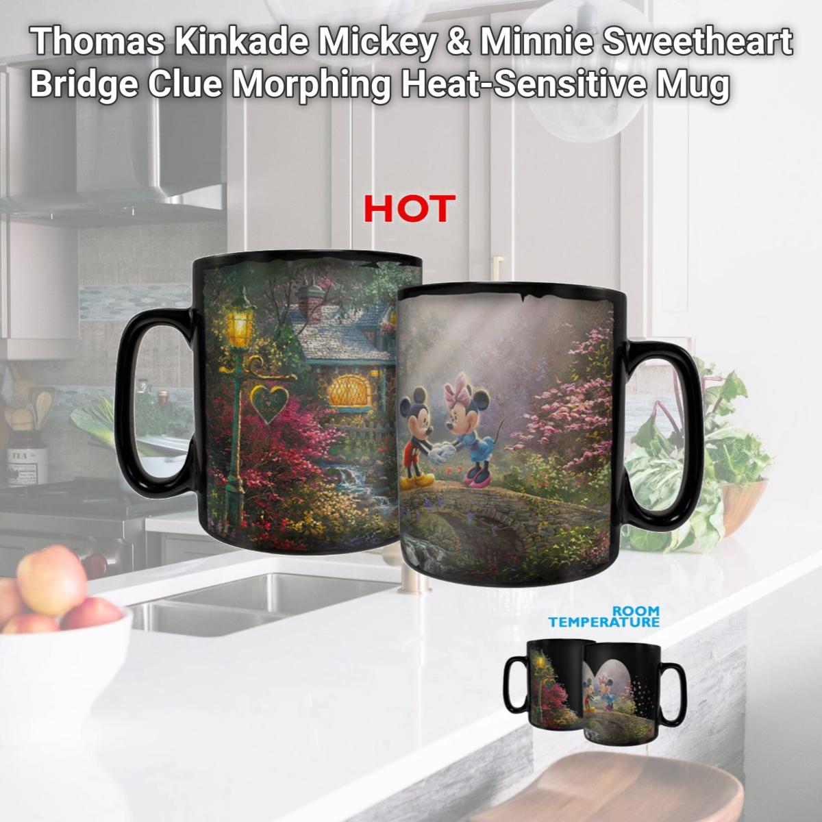 Picture of Trend Setters MMUGC959 Thomas Kinkade Mickey & Minnie Sweetheart Bridge Clue Morphing Heat-Sensitive Mug