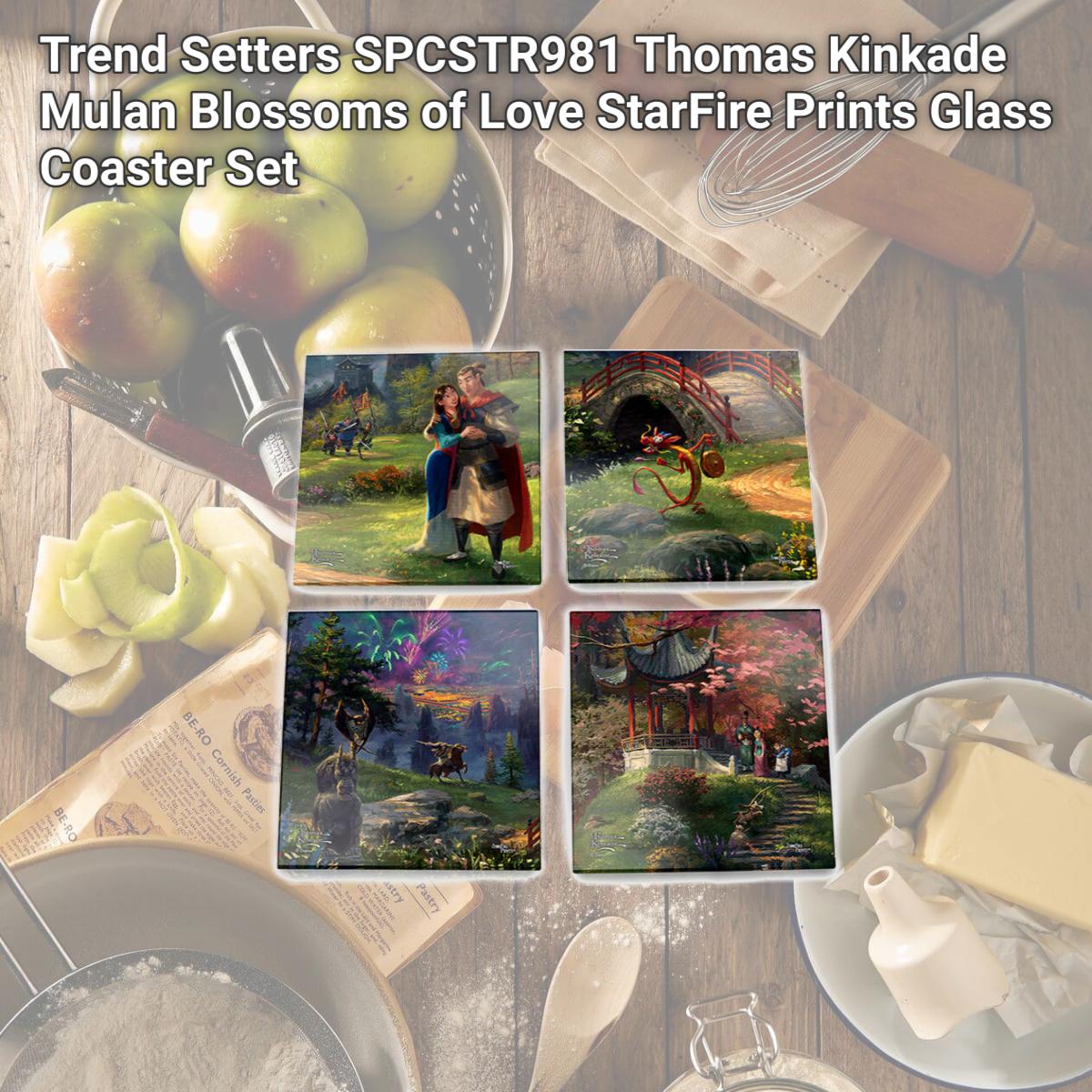Picture of Trend Setters SPCSTR981 Thomas Kinkade Mulan Blossoms of Love StarFire Prints Glass Coaster Set