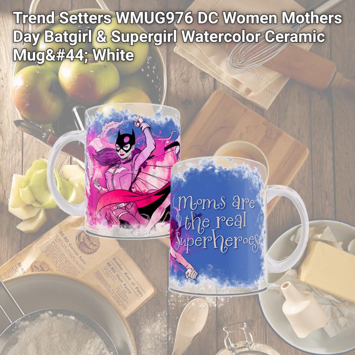 Picture of Trend Setters WMUG976 DC Women Mothers Day Batgirl & Supergirl Watercolor Ceramic Mug, White