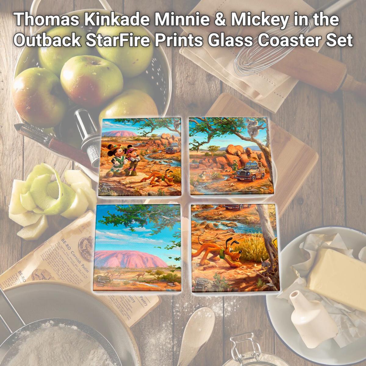 Picture of Trend Setters SPCSTR987 Thomas Kinkade Minnie & Mickey in the Outback StarFire Prints Glass Coaster Set