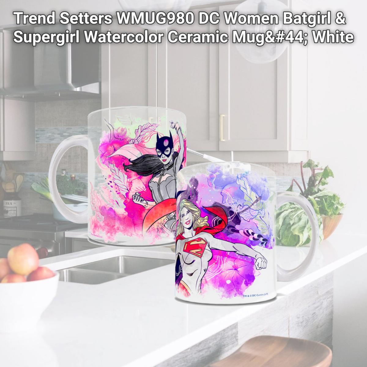 Picture of Trend Setters WMUG980 DC Women Batgirl & Supergirl Watercolor Ceramic Mug, White
