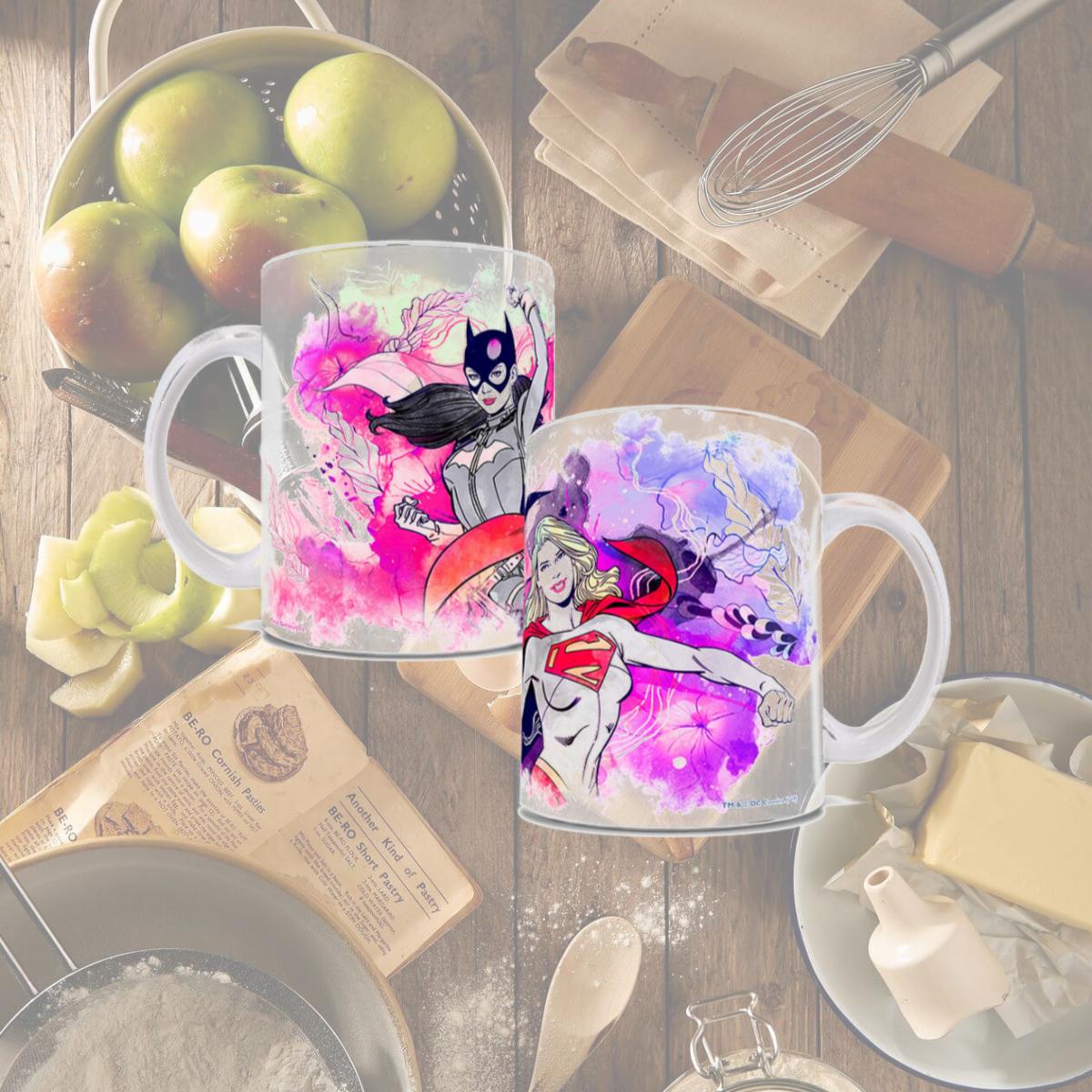 Picture of Trend Setters WMUG980 DC Women Batgirl & Supergirl Watercolor Ceramic Mug, White