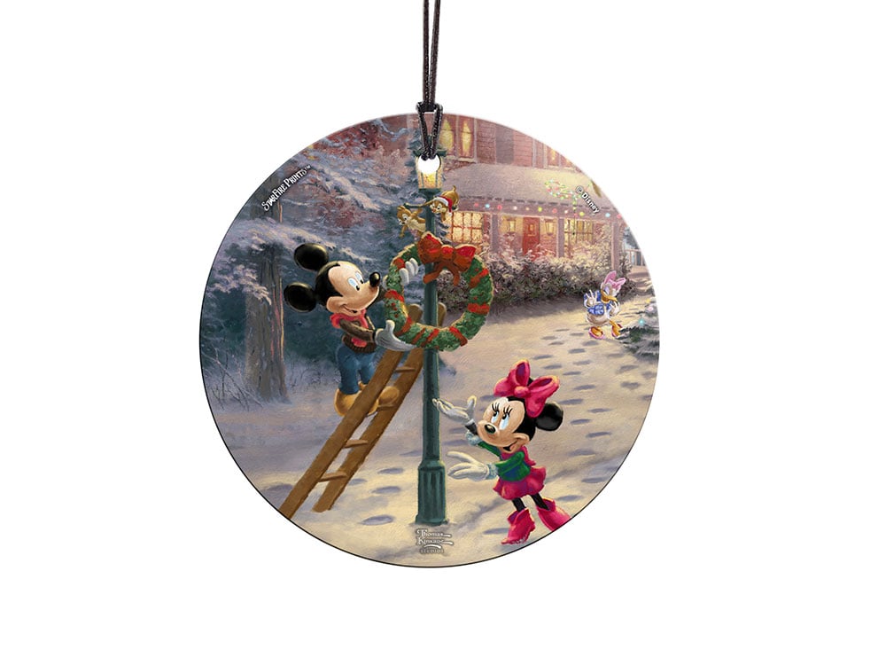 Thomas Kinkade Victorian Christmas- Mickey & Minnie StarFire Prints Hanging Glass