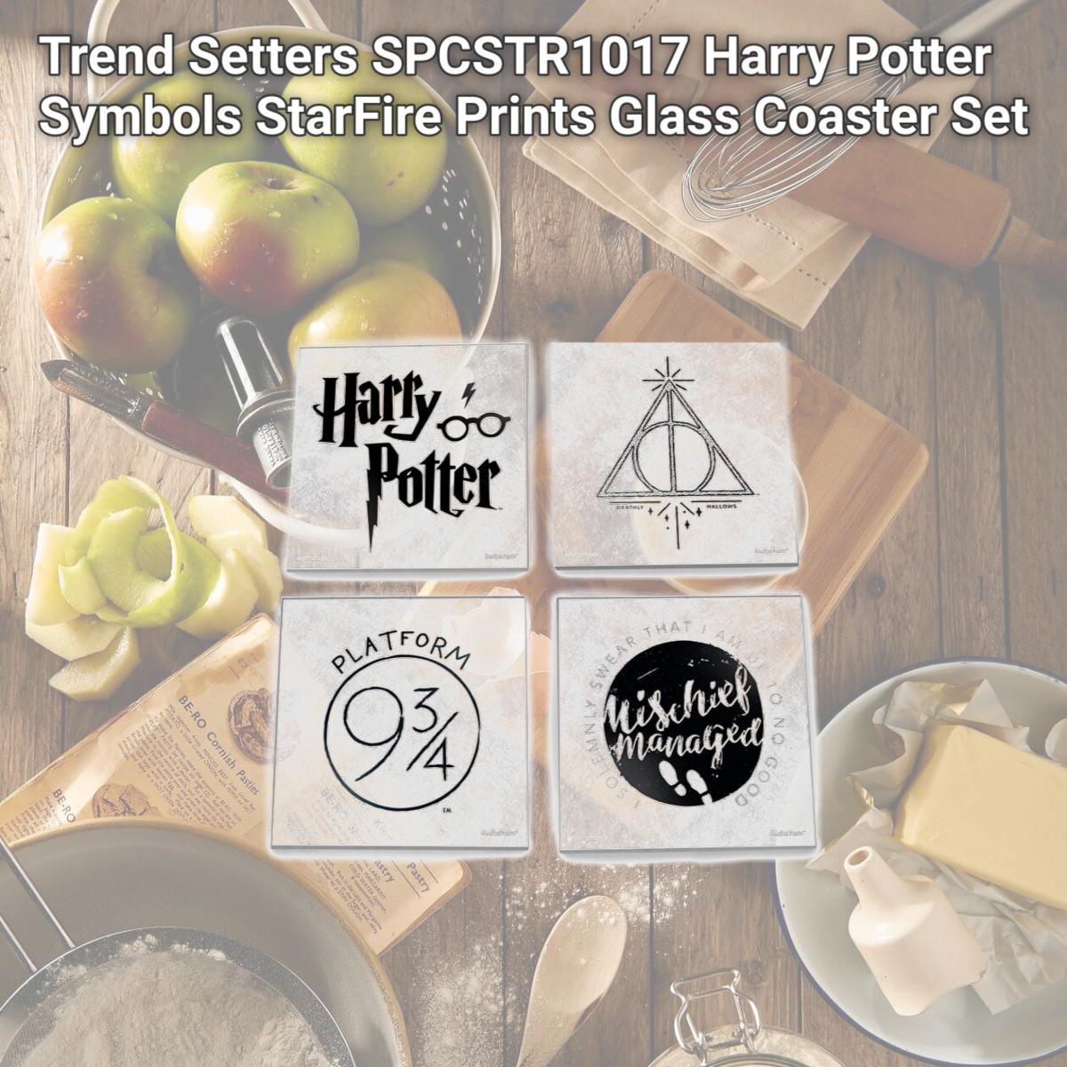 Picture of Trend Setters SPCSTR1017 Harry Potter Symbols StarFire Prints Glass Coaster Set