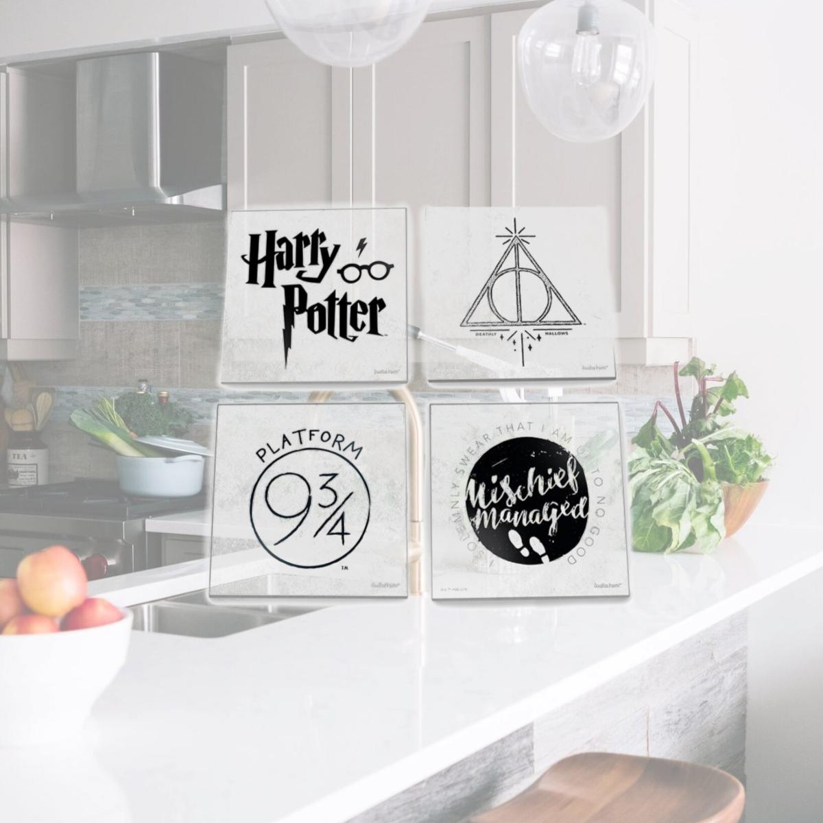 Picture of Trend Setters SPCSTR1017 Harry Potter Symbols StarFire Prints Glass Coaster Set