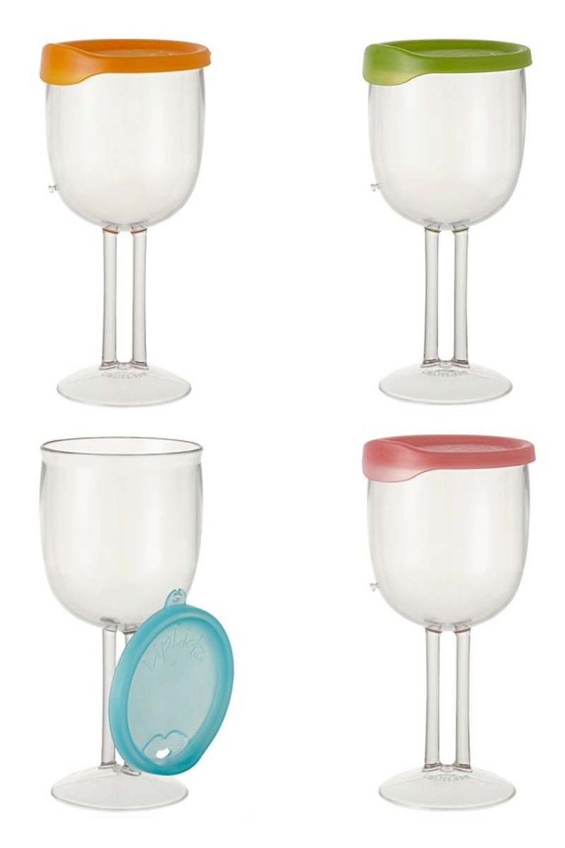 Float Storage Wg130 Liplidz Unbreakable Glassware - Wine Glasses With Lids - Pack Of 4