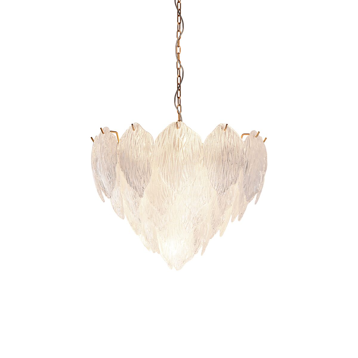 Ch9081-50 Acanthus Textured Glass Updated Modern Distressed Gold Small Chandelier