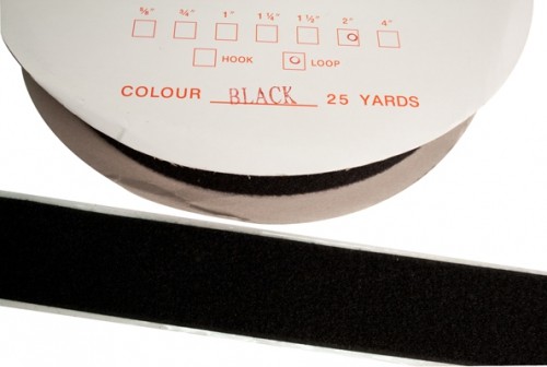 24-7031blk 2 In. Fabric Hook And Eye Self-adhesive Loop, 25 Yards Dispenser Box, Black