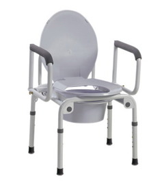 43-2342 Commode With Drop Arms, Deluxe Steel, Padded Seat