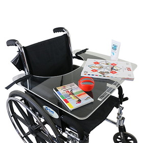 50-1302 Adult Clear Acrylic Wheelchair Tray With Rim & Straps