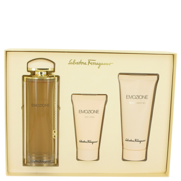 530413 Emozione By Gift Set For Women - 3.1 Oz Eau De Parfum Spray, 1.7 Oz Body Lotion & 3.4 Oz Shower Gel