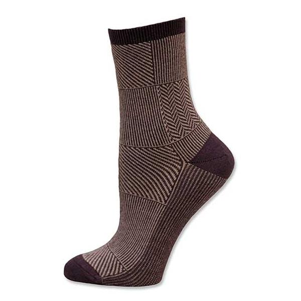231889 Cotton Trouser Socks, Eggplant & Greige - Size 9-11