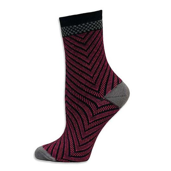 231893 Cotton Trouser Socks, Black & Pink - Size 9-11