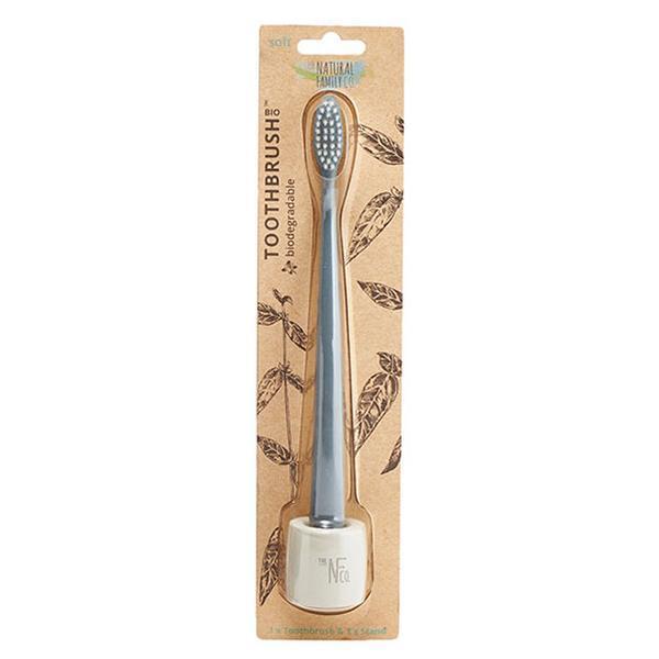 232490 Biodegradable Soft Toothbrushes Monsoon Mist Toothbrush & Stand