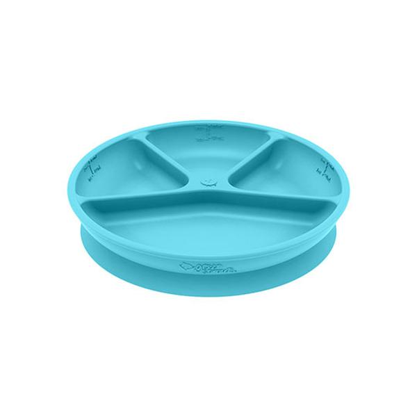 232659 Feeding Silicone 4-section Suctioned Learning Plate, Aqua