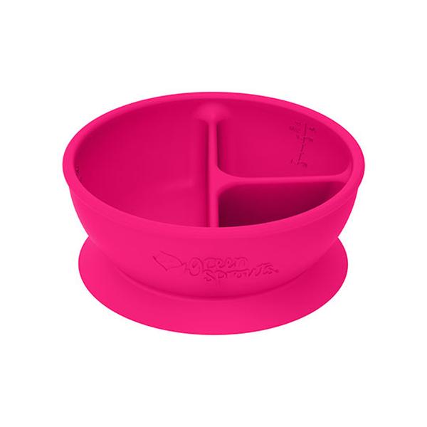 232649 Silicone 3-section Suctioned Learning Bowl, Pink