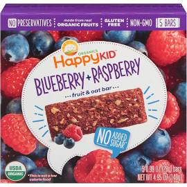 232615 0.99 Oz Happykid Blueberry & Raspberry Fruit & Oat Bar - 5 Bars