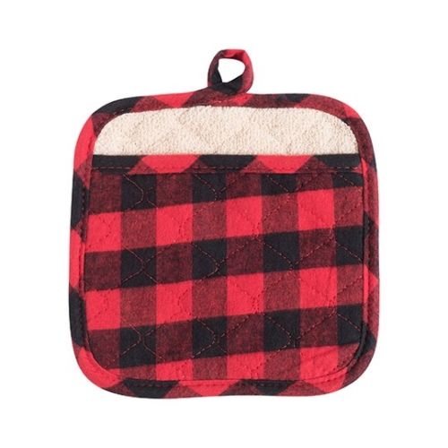 232826 9 X 9 In. Lodge Pot Mitts, Red & Black